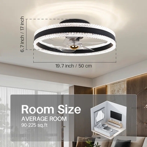 Ưa Thích Trang Trí Pha Lê Quạt Trần Không Cánh 6 Tốc Độ Quạt Thay Đổi Độ Sáng Biến Tần Quạt Trần Với Từ Xa - Product Image 3