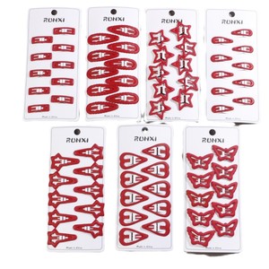 Nueva pintura de goma roja de Metal BB mariposa corazón estrella de cinco puntas accesorios pequeños para mujer pinza de pelo rota al por mayor - Product Image 5