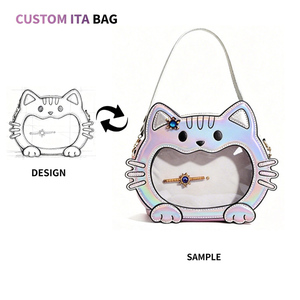 Clear Window Crossbody Bag OEM ODM PU Leather Shoulder Holographic Ita Bag Blue Woman <b>Small</b> <b>Handbag</b> Manufacturer Low Moq - Product Image 1