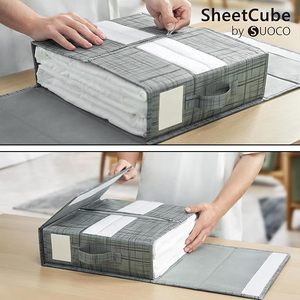 Pliable Tissu Placard Organisateur Fenêtre Étiquette Literie Dossier Boîte <span class=keywords><strong>De</strong></span> <span class=keywords><strong>Rangement</strong></span> Conteneur Couverture <span class=keywords><strong>Housse</strong></span> <span class=keywords><strong>De</strong></span> <span class=keywords><strong>Couette</strong></span> Ensemble Drap <span class=keywords><strong>De</strong></span> Lit Ensemble - Product Image 3