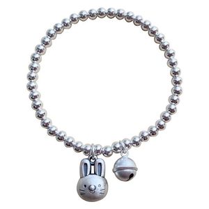 S925 Sterling <b>Silver</b> Rabbit Charm Bracelet With Bell Women's Gift Jewelry 925 <b>Silver</b> <b>Beads</b> Cartoon Animal Zodiac Design - Product Image 5