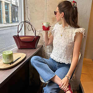 Camicetta da donna a manica corta bianca di Design di ultima qualità <span class=keywords><strong>con</strong></span> collo a balze sul retro camicetta Casual da ufficio - Product Image 4
