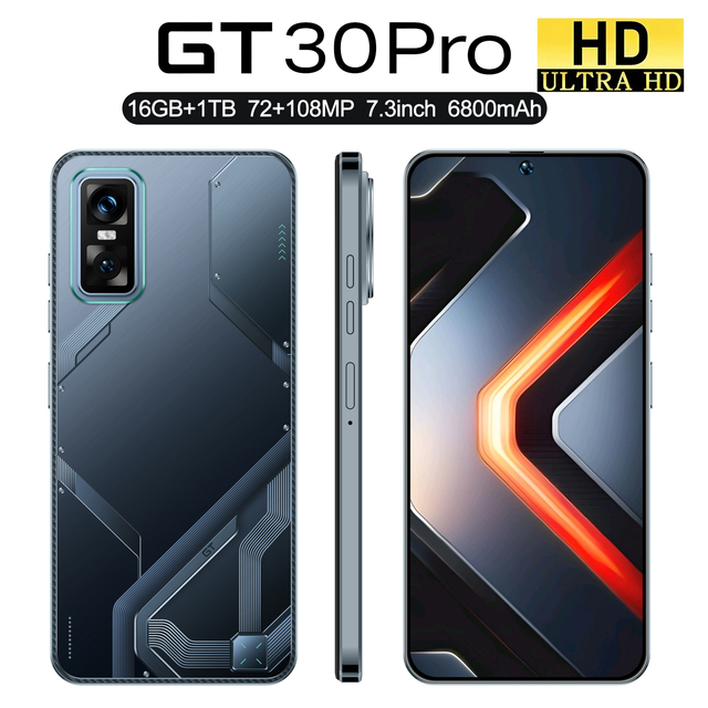 Smartphone GT30Pro Factory Price 5G LTE CDMA 108MP Camera 16GB RAM 1TB ROM Unlocked Dual SIM