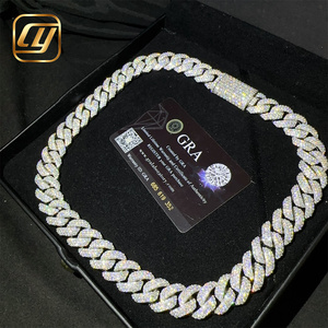 สร้อยคอแบบ Cuban Link ฮิปฮอป ชุบเงินแท้ 925 ประดับเพชร Moissanite VVS ขนาด 16 มม. ผ่านการทดสอบเพชร เหมาะสำหรับเครื่องประดับฮิปฮอป - Product Image 4