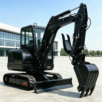 Mini-excavatrices multifonctionnelles de 1 à 3,5 tonnes, excavatrices à chenilles compactes, conformes aux normes EPA et CE, avec accessoires de pelle à marteau et de godet à pince.