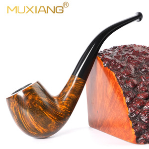 MUXIANG Wooden Tobacco Pipe Bent Type 9mm Filter Solid Briarwood Men's Smoking Pipe Retro Style - Product Image 2