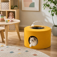 Mobilier pour chat design : Maison avec transat bulle transparente, finition velours doux, niche cachée et style moderne
