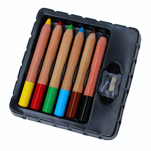 Crayons de couleur lavables 3 en 1 de taille géante, crayons de couleur personnalisés en bois, 6 crayons de couleur à l'eau épais avec norme EN 71 pour bébé - Product Image 1
