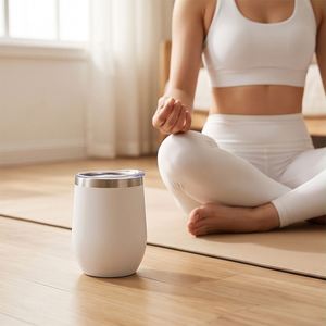 Gobelet à vin en forme d'œuf de 12 oz avec logo personnalisé, conception gratuite, vente en gros, bouteille d'eau en acier inoxydable 304 personnalisée avec couvercle anti-éclaboussures - Product Image 2