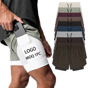 2024 gros vêtements de sport Cross Fit Shorts hommes Fitness entraînement court sport course Shorts avec Short de Compression intérieure pour hommes - Product Image 1