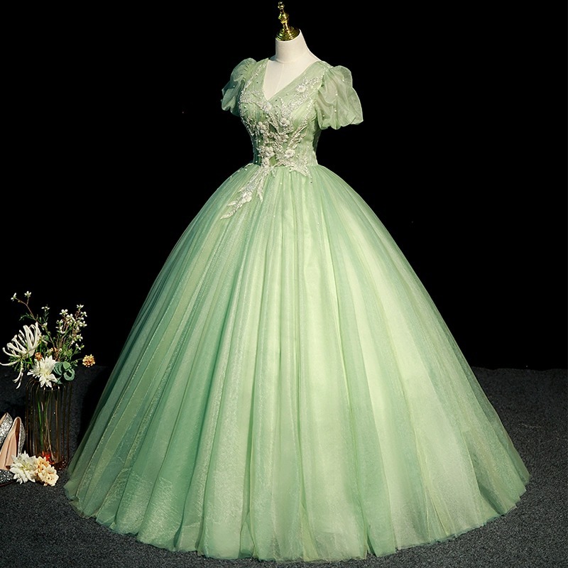 SWS979 Blush GREEN 3D Floral Quinceanera Dresses 2025 Shiny Tulle Lace-up  Girl Puffy Princess Sweet 16th Vestidos Female| Alibaba.com