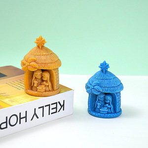 แม่พิมพ์เทียนซิลิโคนรูปกระท่อมฉากกำเนิดพระเยซู สำหรับทำเทียนหอม DIY งานฝีมือทำเองที่บ้าน - Product Image 2
