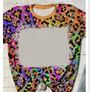 T-shirt monogramme d'été pour hommes, à manches courtes, col rond, t-shirt décontracté Western à imprimé léopard, corps moyen vierge pour sublimation, vente en gros - Product Image 3