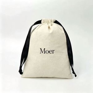 Sac à cordon en coton personnalisé avec logo imprimé, couleur naturelle, pochette anti-poussière en coton avec doubles cordons - Product Image 5