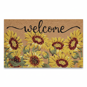 Paillasson écologique en fibre de coco avec design tournesol-Tapis d'entrée décoratif - Product Image 1