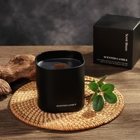 Nouvelle conception de luxe, logo personnalisé, 300 ml, 10 oz, gobelet à bougie en verre carré mat noir et blanc vide avec boîte personnalisée