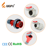 Conector IEC Industrial de alta calidad WEIPU IP65 3/4/5 pines 16A/32A carcasa de PC hembra conector impermeable de níquel