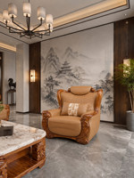 Ensemble de canapés en bois massif sculpté de style européen et chinois moderne, avec joints à mortaise et tenon et rembourrage en éponge haute densité