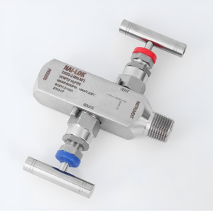 NAI LOK 6000psi 2路歧管阀 1/2 FNPT MNPT SS316 Inconel 625 6Mo 双块式放气压力表阀 R T 型，用于变送器 - Product Image 2