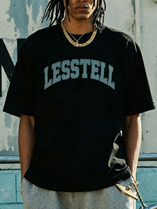 Camisetas Extra Grandes Negras de Alta Calidad con Estampado de <span class=keywords><strong>Serigrafía</strong></span> Estilo Universitario, 300 g/m², LTD-MT1079, Directo de Fábrica - Product Image 1