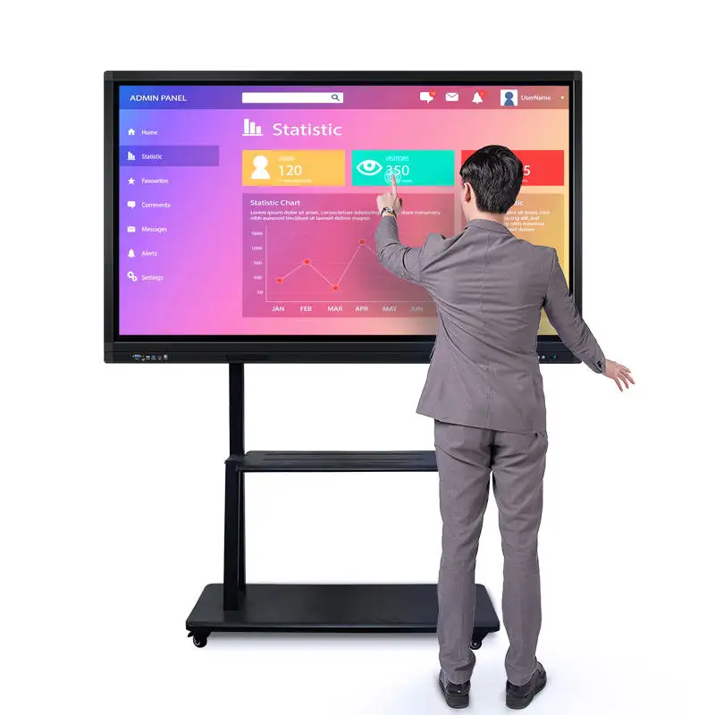 Çoklu dokunmatik 42 "-98" inç elektronik IR interaktif beyaz tahta, akıllı tahta hiçbir projektör interaktif beyaz tahta