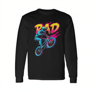 T-shirt à manches longues Rad Bmx Stunt Action, design graphique noir, vêtements pour hommes - Product Image 2