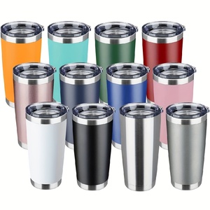 Tasse de voyage personnalisée gravée vierge, gobelet en acier inoxydable de 20 oz à revêtement poudré à double paroi isolé sous vide avec paille - Product Image 1