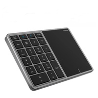 Papan tombol angka nirkabel isi ulang daya 2.4G aluminium bantalan nomor 22-kunci dengan Touchpad untuk PC Mac.Book Laptop Windows