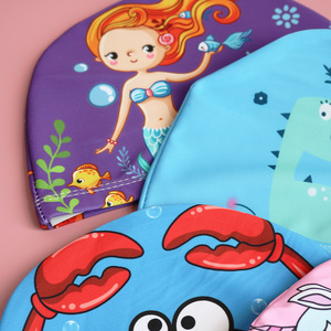Gorro de natación para niños con diseño de cangrejo de dibujos animados, unisex, para natación y deportes acuáticos - Product Image 2