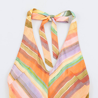 Robe longue décontractée pour femme, sans manches, à imprimé multicolore, dos ajouré, style halter
