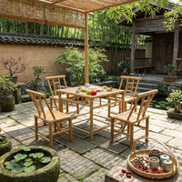 Ensemble de table et chaises de patio de style vintage chinois Meiqi, résistant aux intempéries, en alliage d'aluminium empilable, pour jardin, balcon, hôtel
