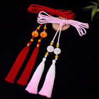 Hanfu Palace trenza cuello redondo bata cintura cuerda viento antiguo flecos falda cinturón tejido a mano accesorios de ropa colgante
