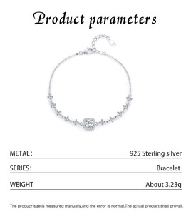 S925 Silver Star <b>Charm</b> Bracelet With Round Zircon Stone Classic Chain Link Women's Jewelry Everyday Wear - Product Image 2