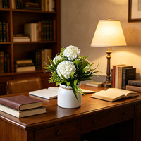 Plantes artificielles en pot d'hortensias, simulation de têtes de fleurs à 6 couches, mini décoration de bureau, plante en pot