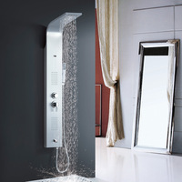 KMRY Ensemble de tours de colonne de douche à poignée unique de luxe en acier inoxydable 304 finition brossée Jet & Massage Spray Pattern for Hotel Use