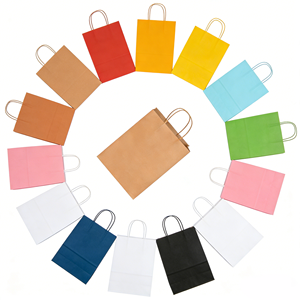 KM vente en gros emballage coloré de cadeau d'artisanat personnalisé sac à provisions imprimé sac en papier kraft avec votre propre logo - Product Image 1