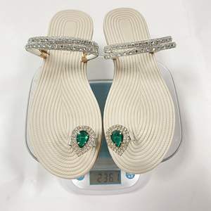 Sandales plates à orteils pour femmes avec strass, chaussures glamour, tongs plates, pantoufles d'extérieur, chaussures d'été Sexy pour dames, collection <span class=keywords><strong>2023</strong></span> - Product Image 5