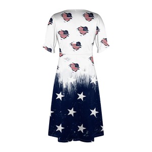 Vestido Midi Elegante para Mujer con Cuello en V, Mangas Cortas, Estampado Floral/de Puntos, Diseño Entallado, Detalle de Botones para Verano/Otoño - Product Image 5