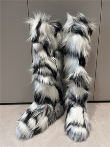 מגפי פרווה דמוי חורף אופנתיים לנשים, מגפיים ארוכים לנשים, נעלי נשים <span class=keywords><strong>2026</strong></span> - Product Image 6