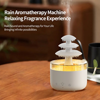 Diffuseur d'huiles essentielles et humidificateur USB avec lumières d'ambiance colorées, machine d'aromathérapie en forme de nuage et de goutte de pluie pour bureau
