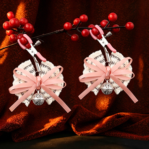 Pinces à tétons réglables avec clochettes, bijoux, nœud papillon <span class=keywords><strong>en</strong></span> dentelle douce, jouet sexuel pour couples, femmes, hommes, bondage, S&M, BDSM, rouge - Product Image 4