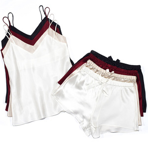 Pigiami di seta per Le Donne <span class=keywords><strong>Sexy</strong></span> Della Biancheria del Raso Degli Indumenti Da Notte Cami Bicchierini Degli Indumenti Da Notte Set Indumenti Da Letto - Product Image 1