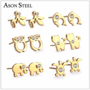 Parures de boucles d'oreilles à prix abordable pour femmes, bijoux fantaisie mignons et tendance, boucles d'oreilles en acier inoxydable avec animaux et zircon - Product Image 3