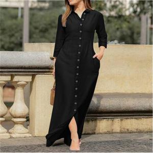 Elegant Women's Clothing Women Long Shirt <strong>Dresses</strong> <strong>Denim</strong> Style Button Long Sleeves Casual Ladies <strong>Denim</strong> <strong>Dress</strong> - Product Image 3