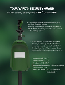 Ahuyentador de animales <span class=keywords><strong>solar</strong></span>, rociador activado por movimiento, repelente de pájaros y agua, rociador disuasorio de animales - Product Image 2