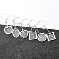 Porte-clés promotionnel avec cadre photo, anneau porte-clés, décoration, cadeaux DIY, en alliage de zinc, métal argenté, cadre photo porte-clés