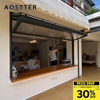 Fenêtre coulissante commerciale robuste AOSTTER à rupture de pont thermique pour cuisine et bar, avec moustiquaires, en aluminium pliable, à économie d'énergie