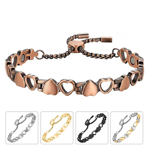Bracelets Énergétiques en <span class=keywords><strong>Cuivre</strong></span> et Acier Inoxydable 316L ECAMAZ Heart Quantum Energy Science avec Pierre Minérale et Thérapie Magnétique, Breloque Noire, Cadeau - Product Image 4