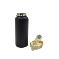 Bouteille d'eau isotherme à double paroi en acier inoxydable réutilisable, écologique, anti-fuite, 1000 ml (32 oz), avec logo personnalisé en couleur.