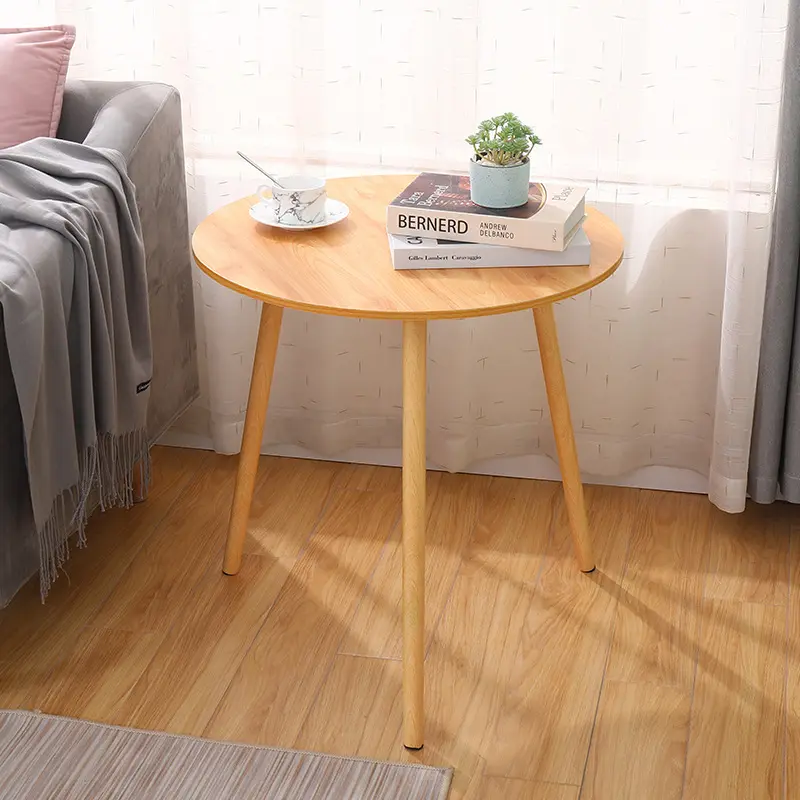 Easy Assembly Round White Modern Home Decor Coffee Tea End Table For Living Room